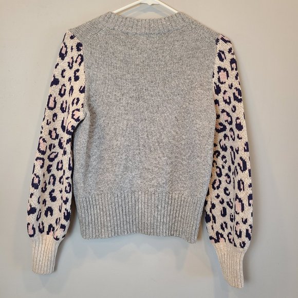 Madewell Sweater Leopard Sleeve Tensley Pullover Womens Extra Small - Picture 4 of 8